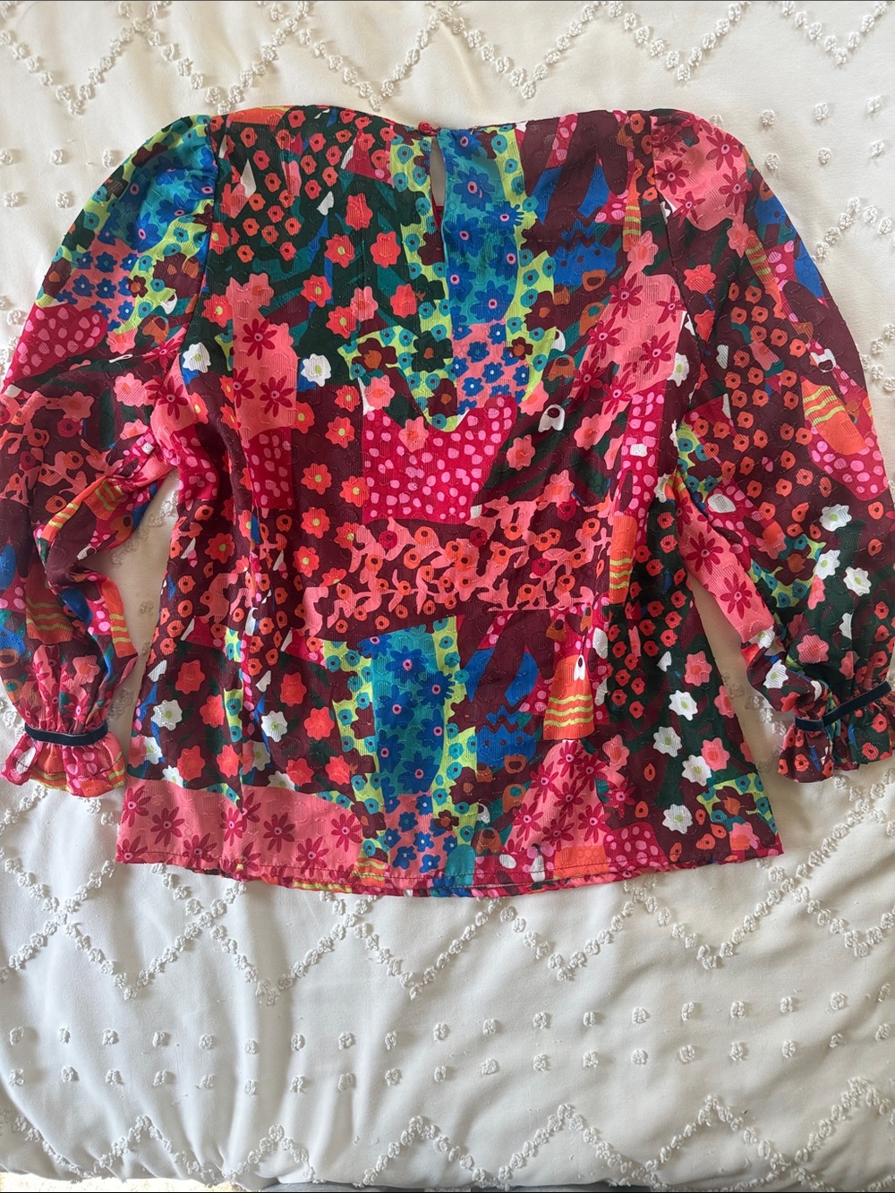 Rosalita McGee Women’s Floral Multicolor Long Sleeve Blouse Size XS - Picture 6 of 9